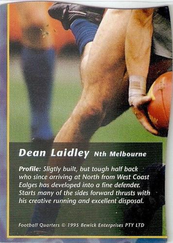 1995 Bewick Enterprises AFLPA Football Quarters #54 Dean Laidley Back